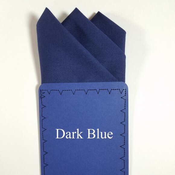 NEW Dark Blue 100% Cotton Pre-Folded Pocket Square Handkerchief Insert - Picture 3 of 8
